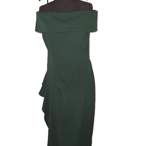 Chic One-Shoulder Dark Green Dress - Picture 9 of 9